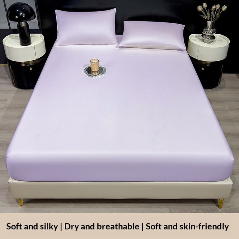 Summer Solid-Color Ice Silk Fitted Sheet | Cooling Bedding Canada