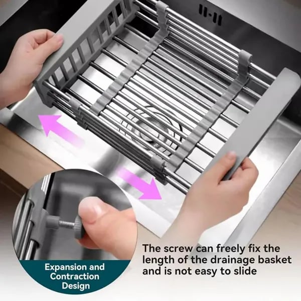 Adjustable Immersion Sink Dish Drying Rack | Stainless Steel Home & Kitchen thumbnail 17