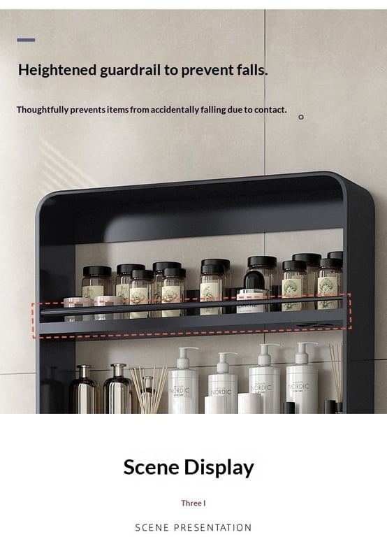 No-Drill Wall-Mounted Bathroom Shelf | Cosmetics Storage Rack Canada thumbnail 2