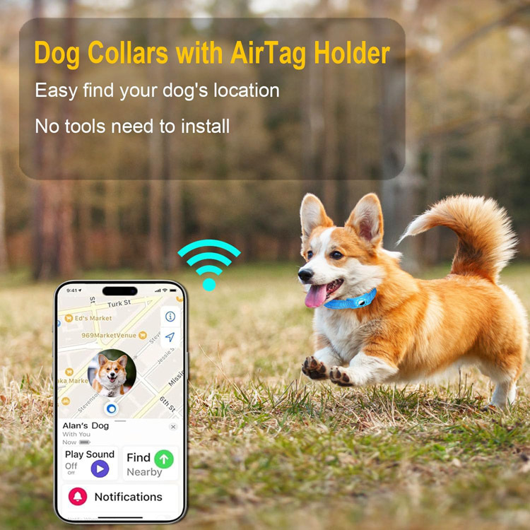 Reflective Dog Leash Collar with AirTag Holder | Anti-Lost Pet Safety thumbnail 9