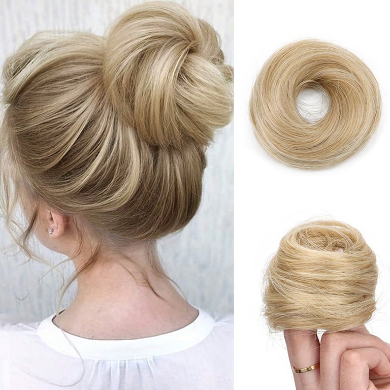 Rubber Band Straight Hair Tie for Women | Instant Volume Bun Extension thumbnail 3
