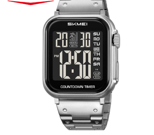 Men's Steel-Band Digital Watch with Dual Time, Alarm & Waterproof Sports Design thumbnail 3