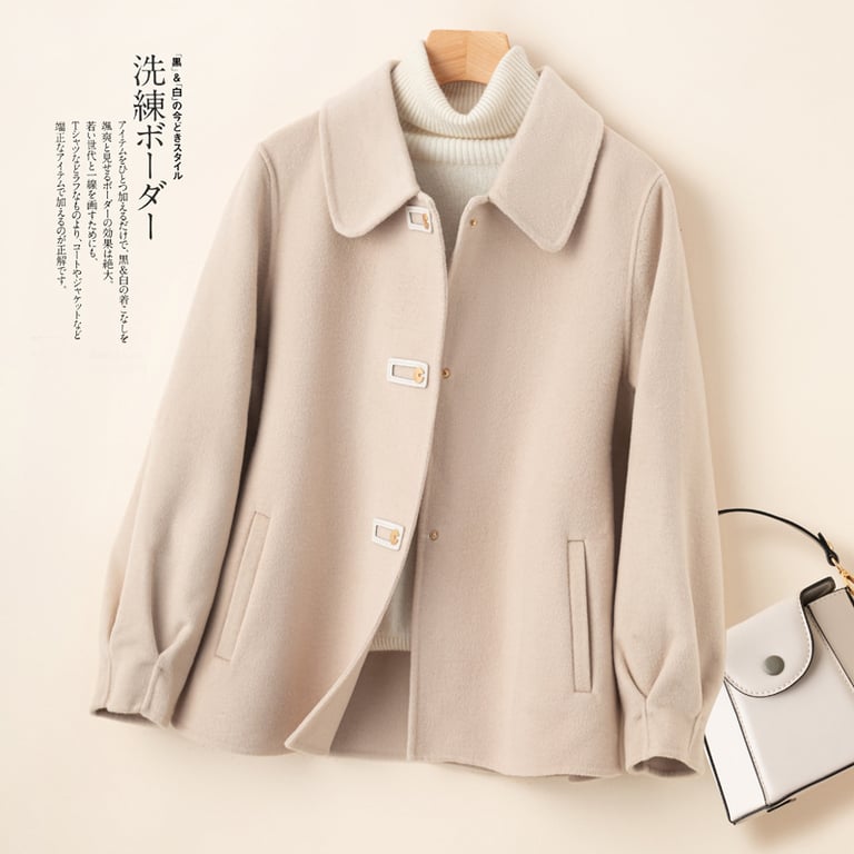Short Doll-Collar Double-Faced Wool Coat for Women | Canadian thumbnail 7