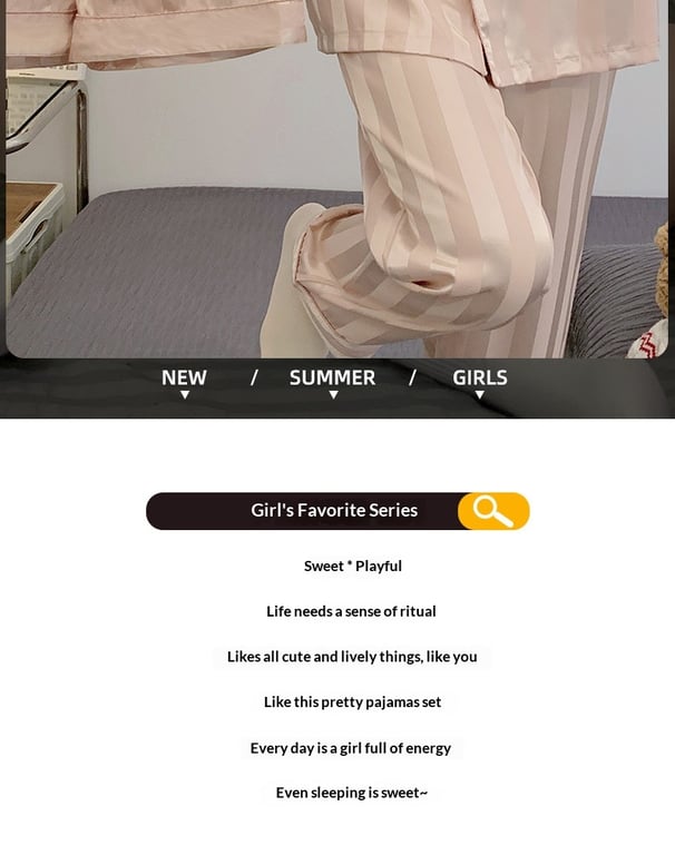 Women's Summer Ice Silk Pajama Set 3-Piece Short-Sleeve | Captain Fam thumbnail 20