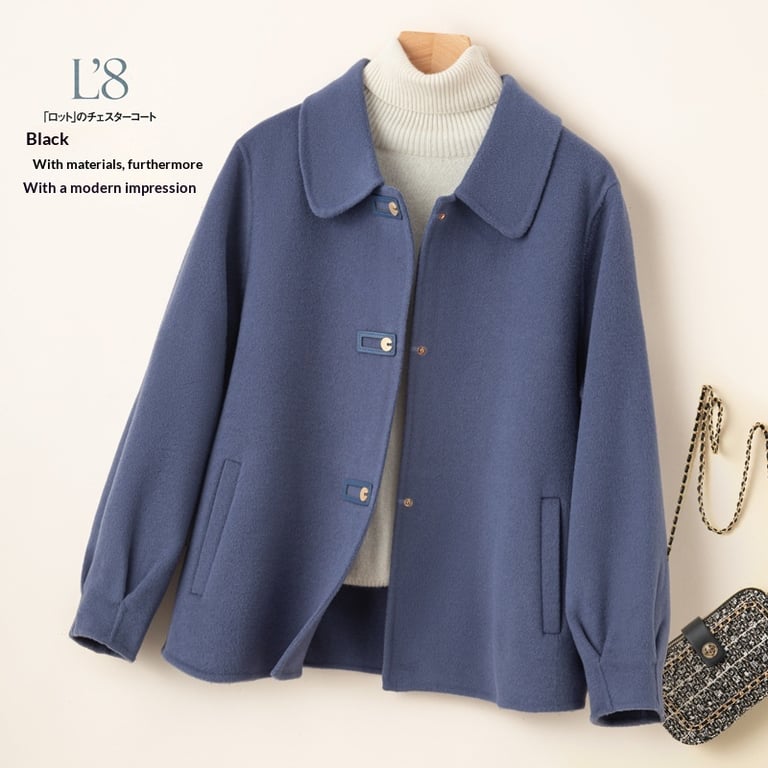 Short Doll-Collar Double-Faced Wool Coat for Women | Canadian thumbnail 6