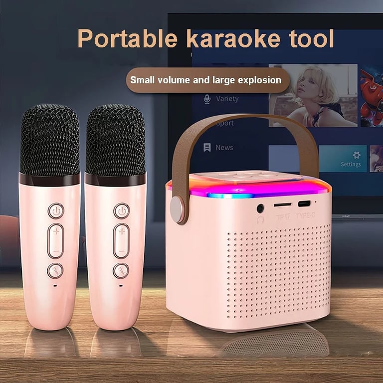Karaoke Machine Bluetooth Speaker with 2 Wireless Mics & RGB Lights thumbnail 14