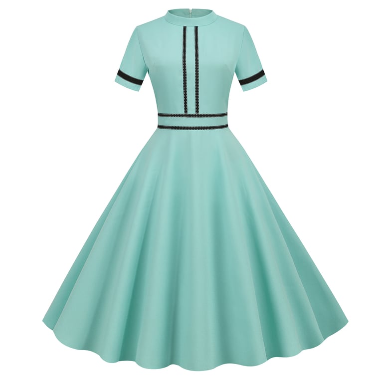 Vintage Stand-Collar Maxi Party Dress | Elegant 1950s Retro Style thumbnail 7