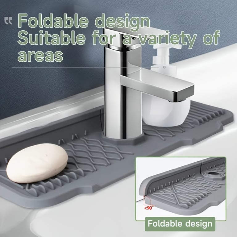 Non-Slip Silicone Kitchen Sink Splash Guard | Self-Draining Board thumbnail 2