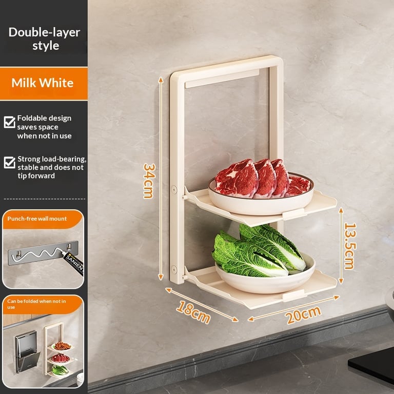 Punch-Free Foldable Kitchen Prep Rack | No-Drill Wall Mount thumbnail 12
