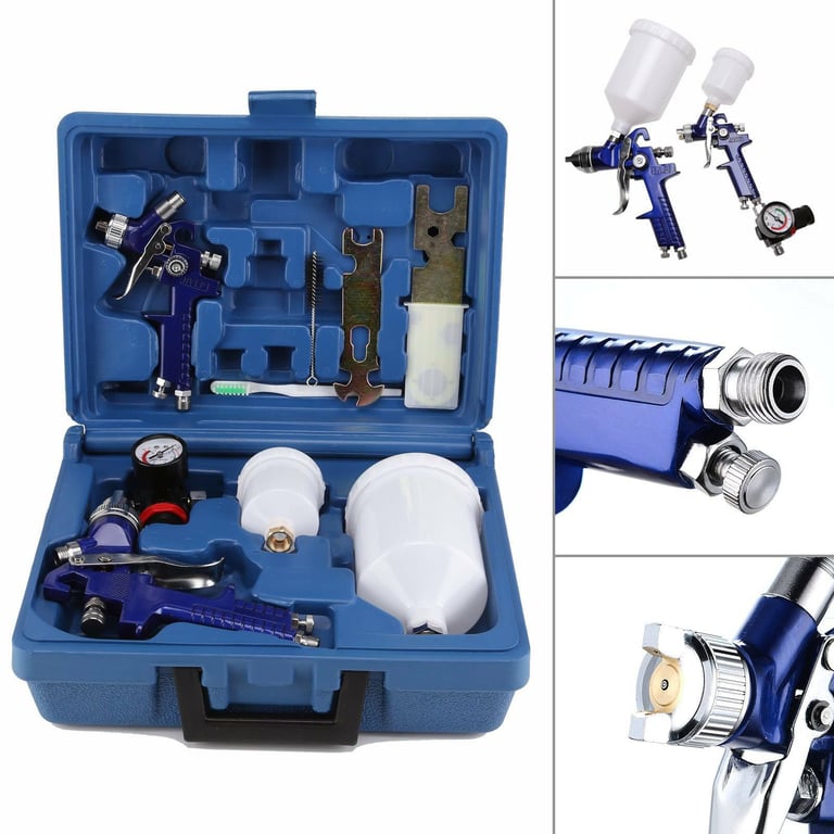 2 X HVLP Spray Gun Kit Air Gravity Feed Vehicle Car Paints1.4MM 0.8MM Nozzle thumbnail 11