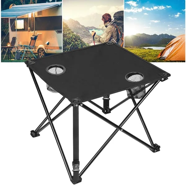 1Pc-2Pcs Options - Foldable Camping Table Portable Picnic Table Lightweight Travel Desk With 2 Cup Holders Carrying Bag thumbnail 7