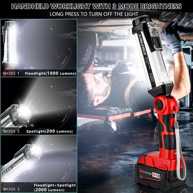 Cordless LED Work Light Milwaukee 18V Battery 2000LM Floodlight thumbnail 17