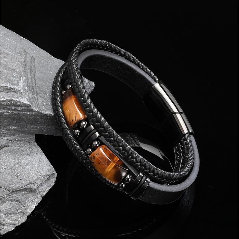 Natural Tiger Eye Stone Bracelet for Men & Women | Handmade thumbnail 2