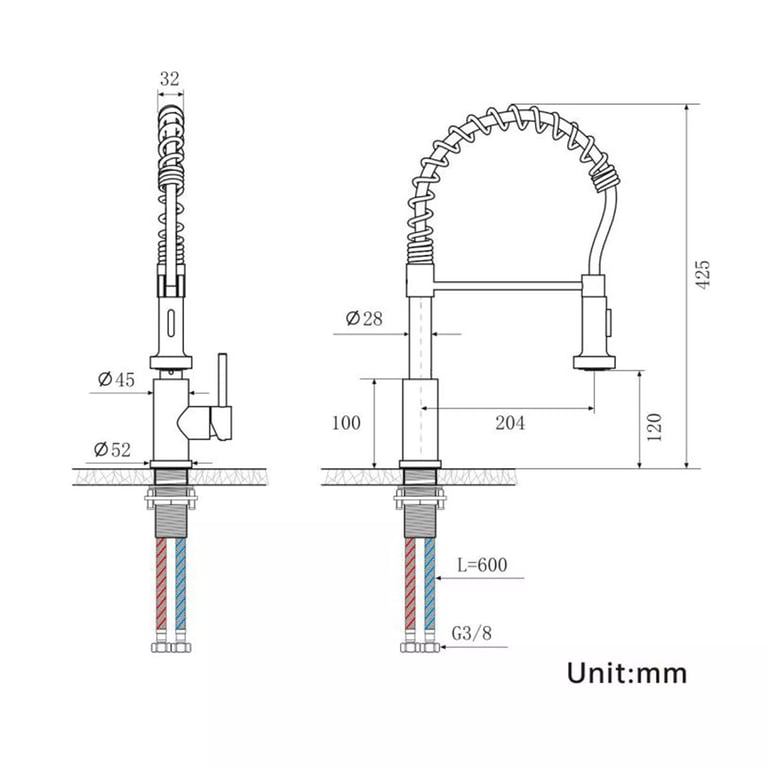 360 Pull-Out Kitchen Faucet with Spray Head | Modern Sink Tap thumbnail 9