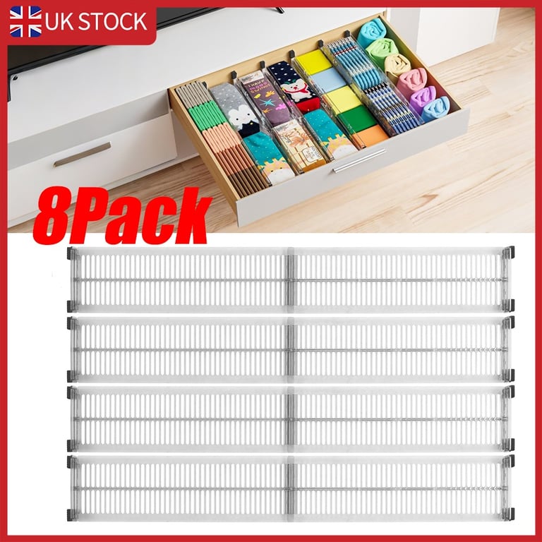 8Pcs Adjustable Drawer Dividers | Expandable Storage Organiser Set thumbnail 13