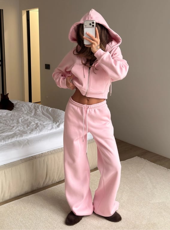 Women's Washed Hoodie Two-Piece Set | Cropped Hoodie & Wide-Leg Pants thumbnail 14
