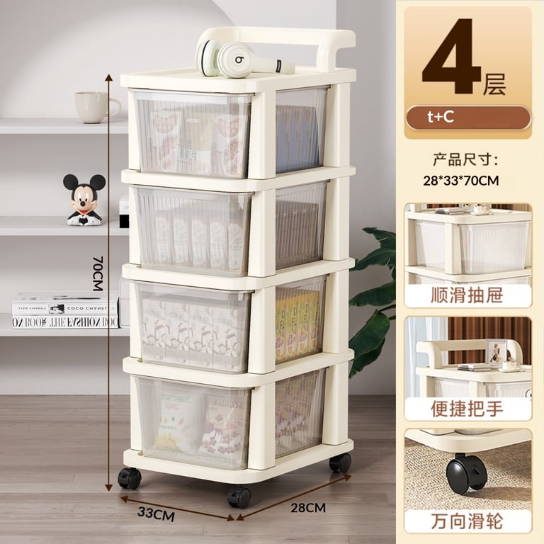 Small Cart Storage Rack for Home & Kitchen | 4-5 Layer Movable Drawer Cabinet thumbnail 10