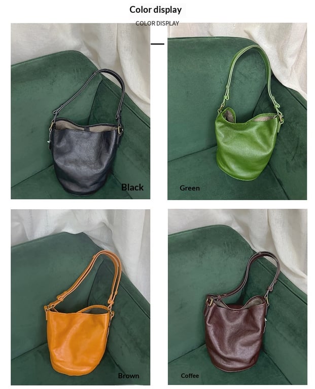 Vegetable-Tanned Leather Crossbody Handbag | Multi-Functional Bucket Bag thumbnail 12