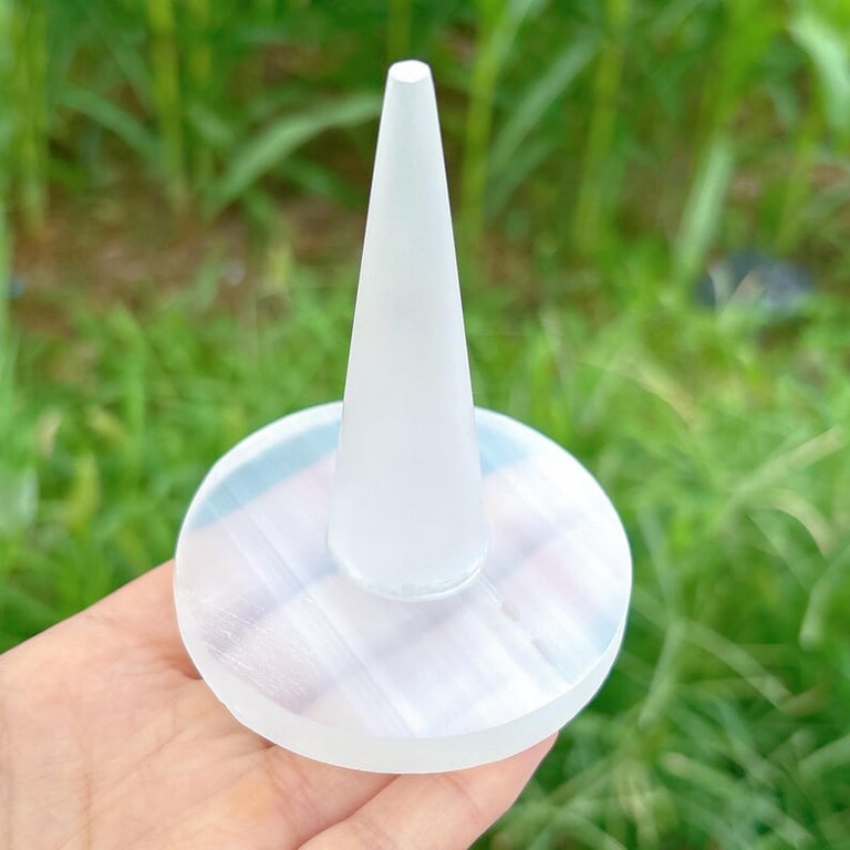 Selenite Ring Holder Storage Tray | Natural Crystal Jewelry Organizer thumbnail 4