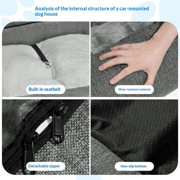 Rear-Seat Pet Bed for Cars | Dog Leash-Ready Safety Harness Clips thumbnail 6