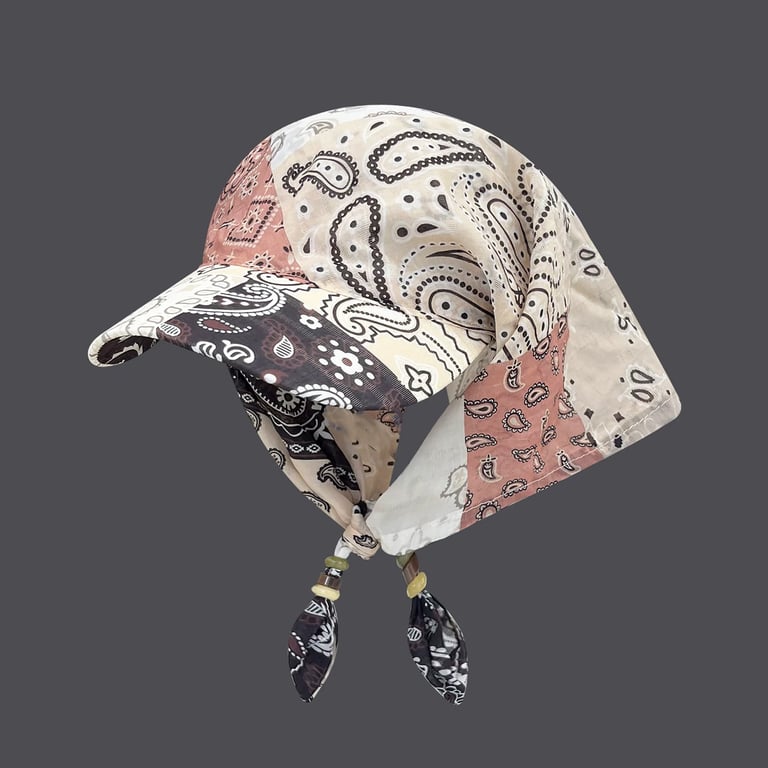 Retro Cashew-Print Beaded Tie-Band Headscarf Hat | Women's Sun Protection thumbnail 5