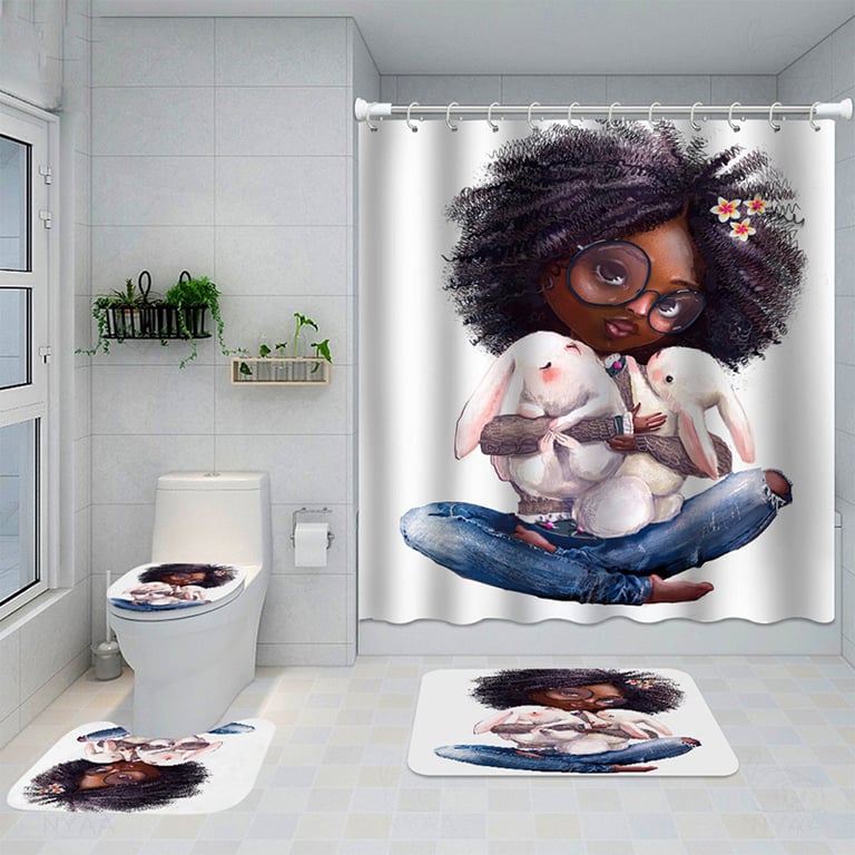 Artistic Shower Curtain 4-Piece Set with Bath Mats | Captain Fam thumbnail 15