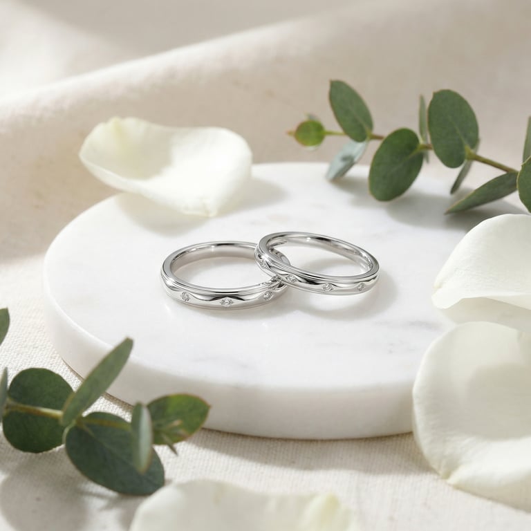 925 Sterling Silver Wavy Bands with Diamond Accents | Matching Rings thumbnail 2