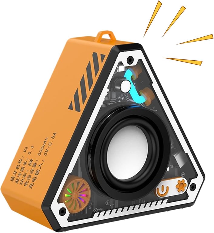 Cross-border V2 Wireless Bluetooth Audio Outdoor Portable Mecha Subwoofer Dual-machine Interconnected Mini Desktop Small Speaker-orange thumbnail 5