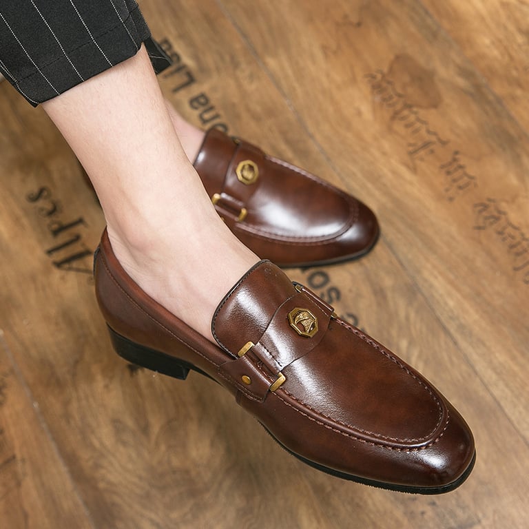 Men's Metal-Buckle Slip-On Loafers | European Style Dress Shoes thumbnail 5