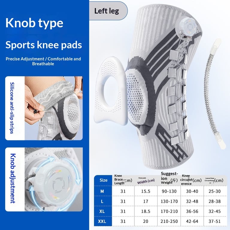 Upgraded Knob-Style Sports Knee Brace Outdoor Running Shock-Absorbing Adjustable Silicone Knee Protector thumbnail 15