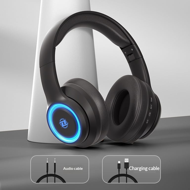 Fashionable On-Ear Bluetooth Wireless Headphones with RGB Lighting thumbnail 18