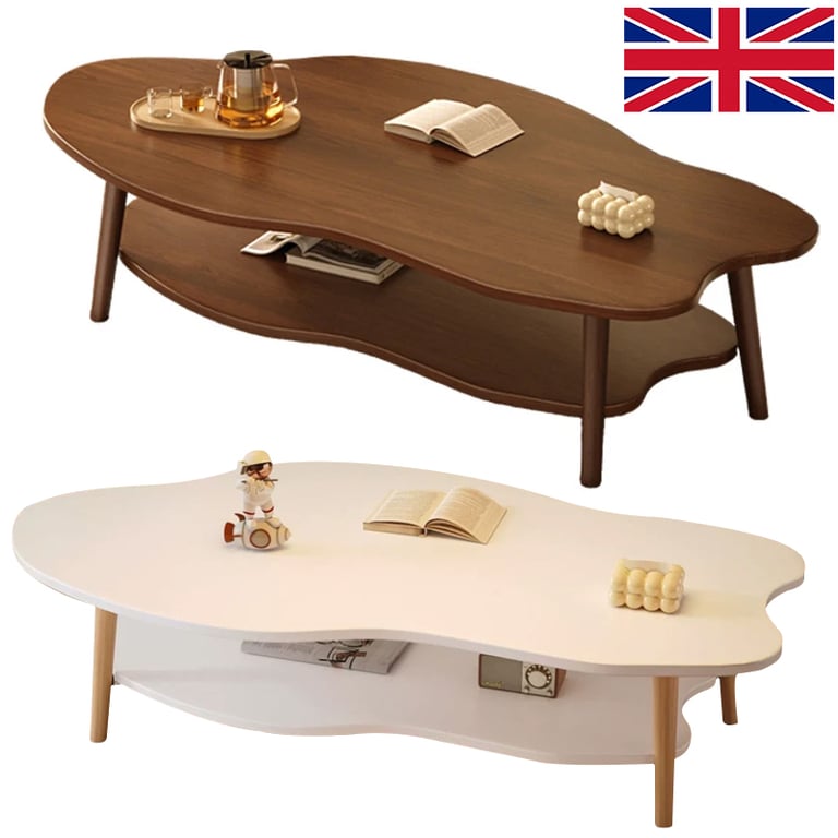 Cloud Coffee Table with Storage Shelf | Modern 2-Layer Design thumbnail 13