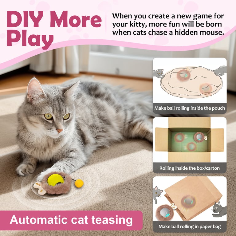 Interactive Motion Activated Cat Ball Toy with LED Lights | Captain Fam