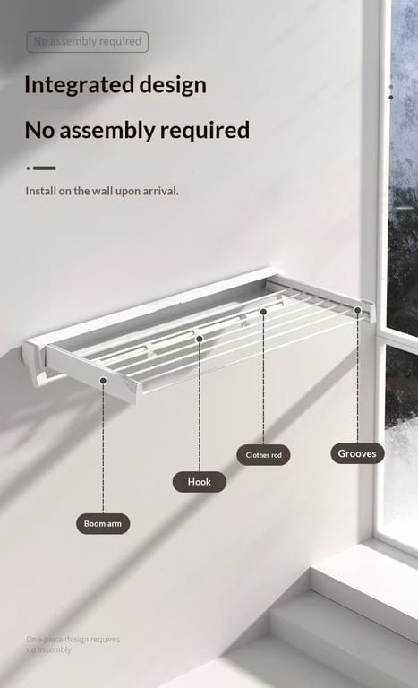 Wall-Mounted Folding Clothes Drying Rack | Space-Saving Design thumbnail 3