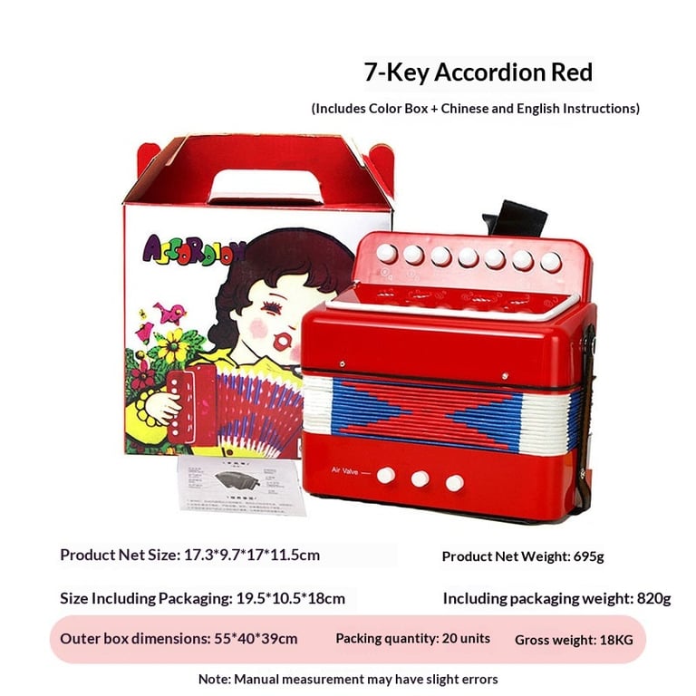 7-Key Portable Accordion for Kids | Educational Music Toy Canada thumbnail 13