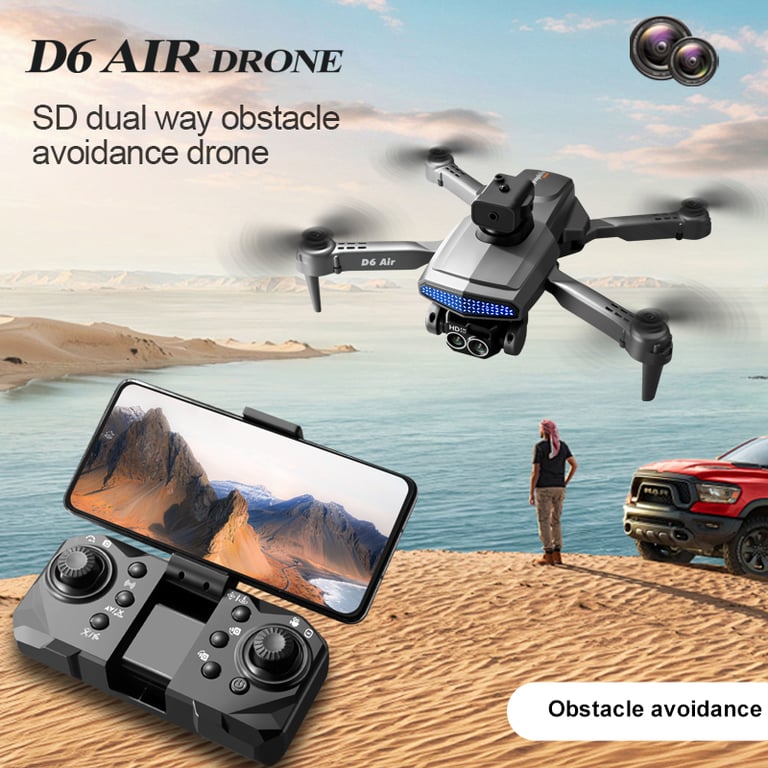 D6 Air Drone for Beginners | 540° Obstacle Avoidance Dual HD Cameras thumbnail 2
