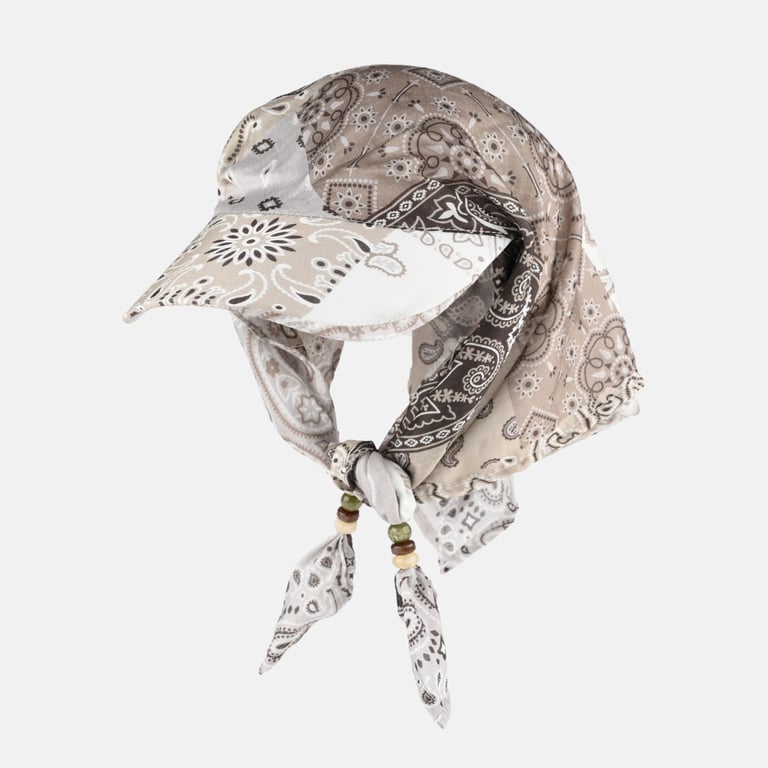 Retro Cashew-Print Beaded Tie-Band Headscarf Hat | Women's Sun Protection thumbnail 6
