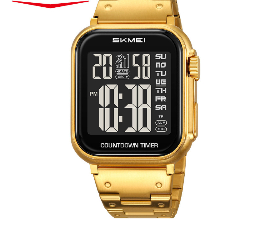 Men's Steel-Band Digital Watch with Dual Time, Alarm & Waterproof Sports Design thumbnail 6