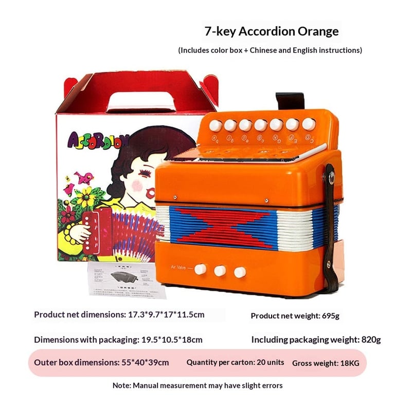 7-Key Portable Accordion for Kids | Educational Music Toy Canada thumbnail 12