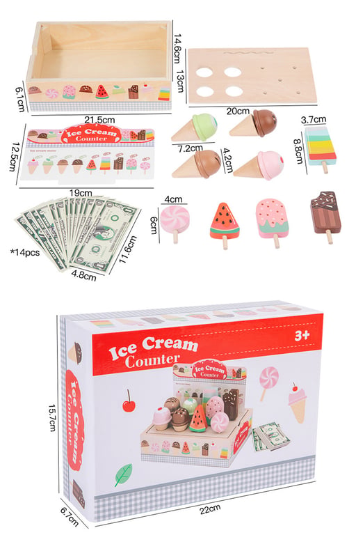 Wooden Ice Cream Model Playset Toy | Role-Play Store & Truck thumbnail 19