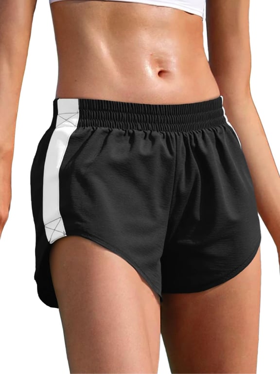 Women's High Waisted Striped Dolphin Shorts | Athletic Running Wear