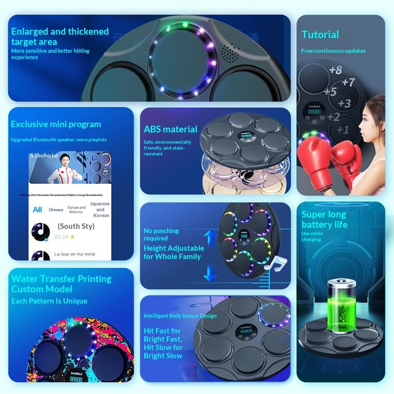 Smart Music Boxing Machine Wall Target | Home Fitness Equipment thumbnail 18