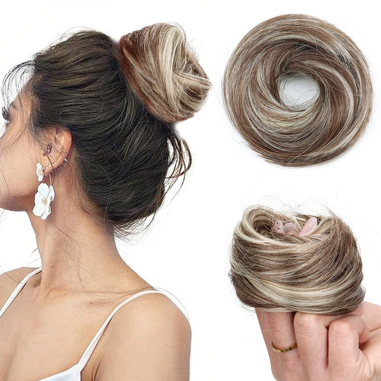 Rubber Band Straight Hair Tie for Women | Instant Volume Bun Extension thumbnail 4