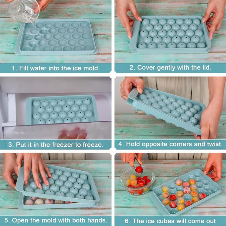 Ice Cube Tray With Lid | 33 Grids Ice Ball Maker Mould Round Easy Release thumbnail 12