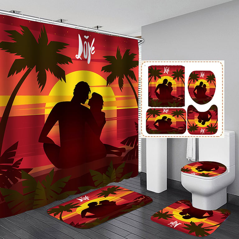 Artistic Shower Curtain 4-Piece Set with Bath Mats | Captain Fam thumbnail 14