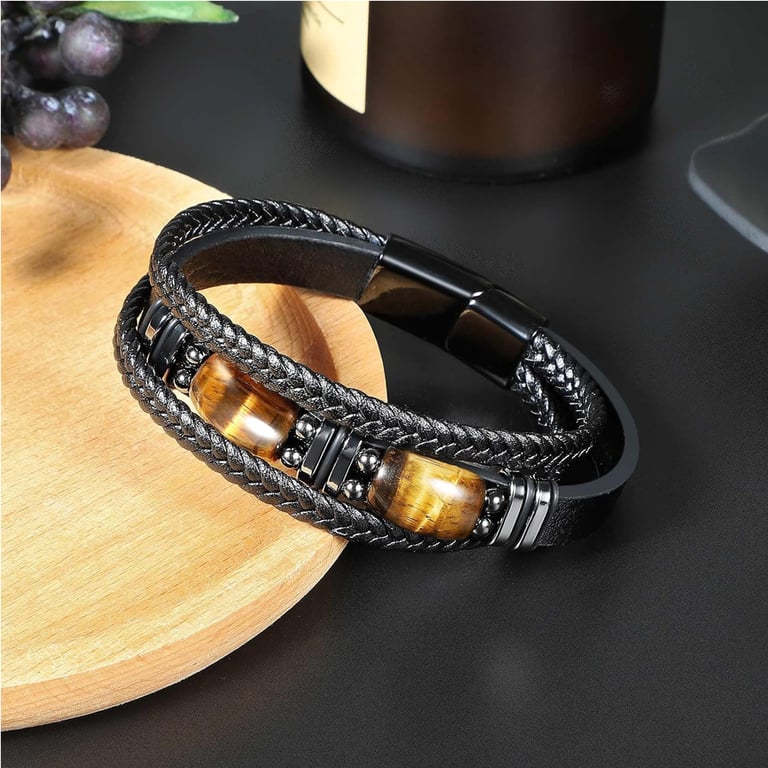 Natural Tiger Eye Stone Bracelet for Men & Women | Handmade thumbnail 4