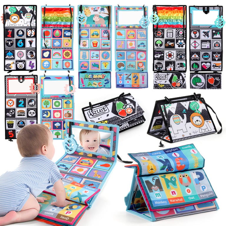 Foldable Funny Mirror Desk Calendar Baby Cloth Book | Sensory Tummy Time thumbnail 9