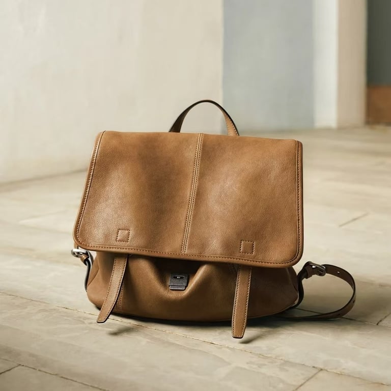 Vegetable-Tanned Leather Messenger Backpack | Convertible Design thumbnail 5