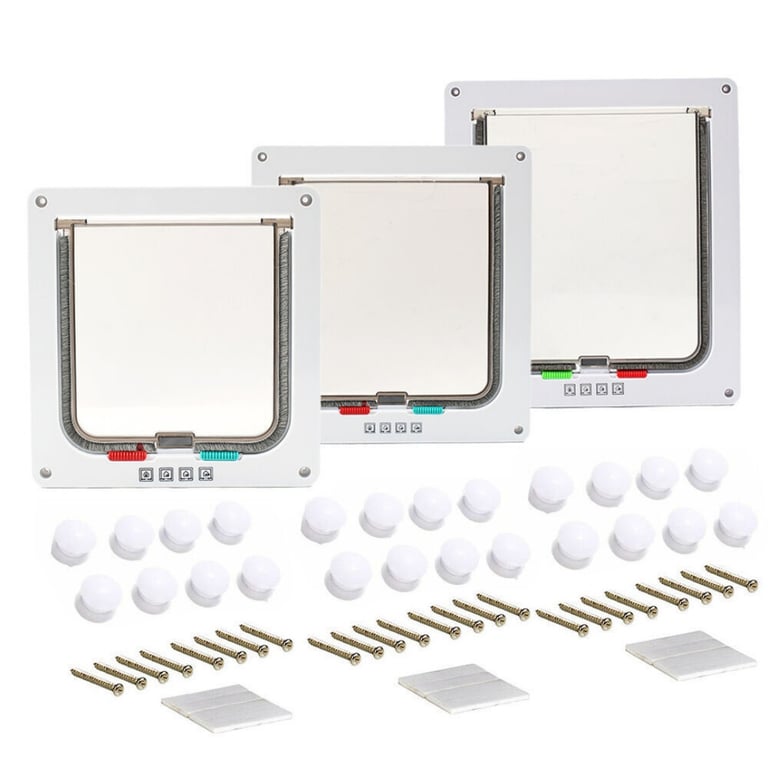 XL Pet Door 4 Way Locking | White Frame Dog Cat Flap Canada thumbnail 6
