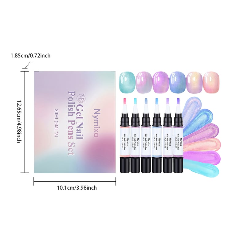 Gel Nail Polish Pens Set | 6 Iridescent Colors, Fast-Drying thumbnail 1